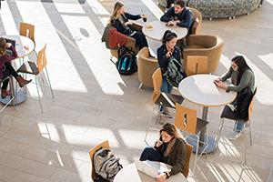 students sitting at tables in the Global Heritage Hall